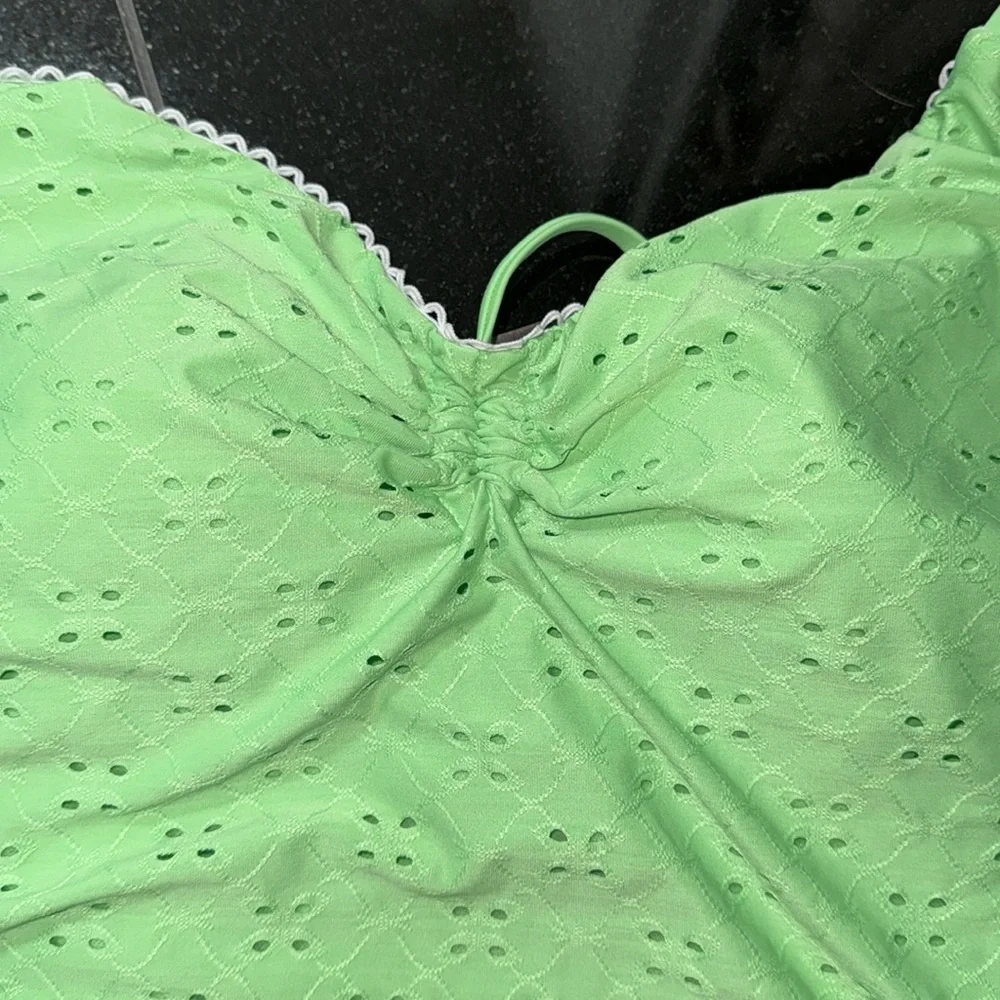 Time & Tru NWT❗️Green Eyelet One Piece Bathing Suit
